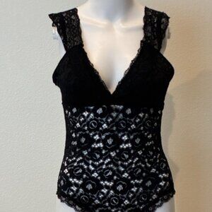 Marilyn Monroe Sheer Lace Bodysuit Size M Black Padded Goth Witchy Dark‎ Romance